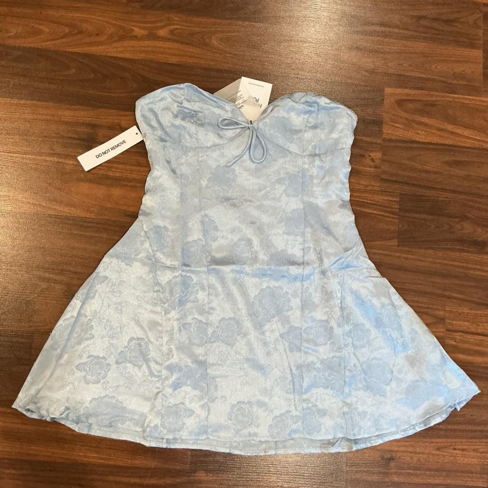 NWT Orsola Strapless mini dress blue.
